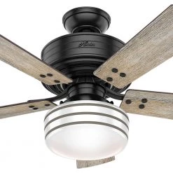 Cedar Key 44 in. Indoor/Outdoor Matte Black Ceiling Fan with Light Kit and Handheld Remote Control by Hunter -Hunter Sales matte black hunter ceiling fans with lights 54149 a0 1000