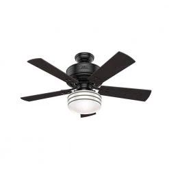 Cedar Key 44 in. Indoor/Outdoor Matte Black Ceiling Fan with Light Kit and Handheld Remote Control by Hunter -Hunter Sales matte black hunter ceiling fans with lights 54149 d4 1000