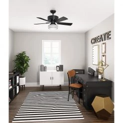 Cedar Key 44 in. Indoor/Outdoor Matte Black Ceiling Fan with Light Kit and Handheld Remote Control by Hunter -Hunter Sales matte black hunter ceiling fans with lights 54149 fa 1000