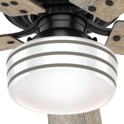 Cedar Key 52 in. Indoor/Outdoor Matte Black Low Profile Ceiling Fan with Light Kit and Handheld Remote Control by Hunter -Hunter Sales matte black hunter ceiling fans with lights 55080 4f 1000