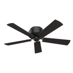 Cedar Key 52 in. Indoor/Outdoor Matte Black Low Profile Ceiling Fan with Light Kit and Handheld Remote Control by Hunter -Hunter Sales matte black hunter ceiling fans with lights 55080 c3 1000