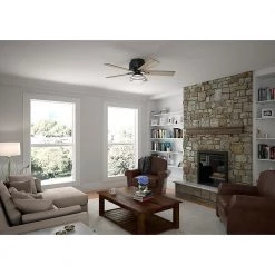 Cedar Key 52 in. Indoor/Outdoor Matte Black Low Profile Ceiling Fan with Light Kit and Handheld Remote Control by Hunter -Hunter Sales matte black hunter ceiling fans with lights 55080 fa 1000