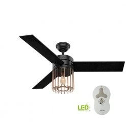 Ronan 52 in. LED Indoor Matte Black Ceiling Fan with Light and Remote by Hunter