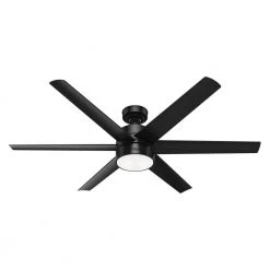 Solaria 60 in. Integrated LED Indoor/Outdoor Matte Black Ceiling Fan with Light Kit and Wall Control by Hunter