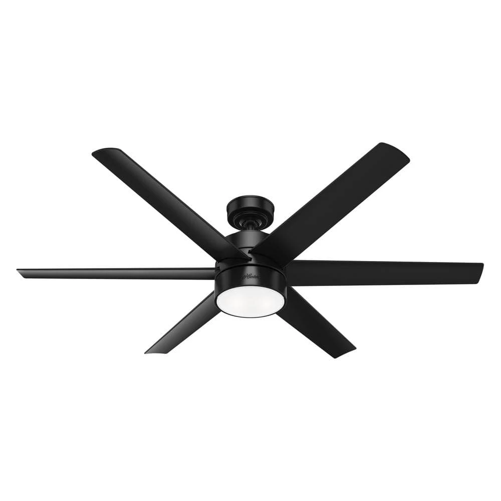 Solaria 60 in. Integrated LED Indoor/Outdoor Matte Black Ceiling Fan with Light Kit and Wall Control by Hunter 3 Solaria 60 in. Integrated LED Indoor/Outdoor Matte Black Ceiling Fan with Light Kit and Wall Control by Hunter
