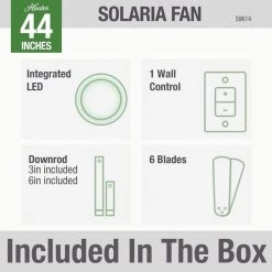 Solaria 60 in. Integrated LED Indoor/Outdoor Matte Black Ceiling Fan with Light Kit and Wall Control by Hunter 23 Solaria 60 in. Integrated LED Indoor/Outdoor Matte Black Ceiling Fan with Light Kit and Wall Control by Hunter -Hunter Sales matte black hunter ceiling fans with lights 59624 76 1000