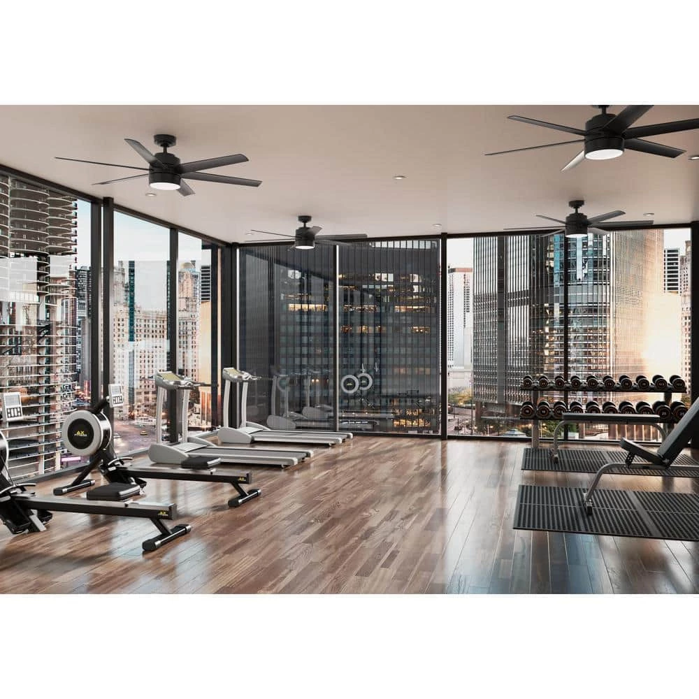 Solaria 60 in. Integrated LED Indoor/Outdoor Matte Black Ceiling Fan with Light Kit and Wall Control by Hunter 6 Solaria 60 in. Integrated LED Indoor/Outdoor Matte Black Ceiling Fan with Light Kit and Wall Control by Hunter - Image 4