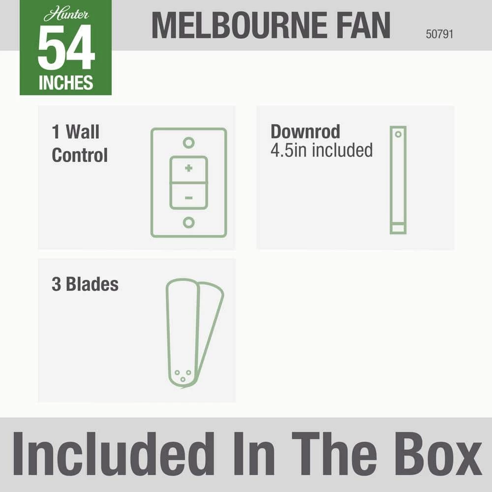 Melbourne 52 in. Indoor Matte Black Ceiling Fan with Wall Control by Hunter 9 Melbourne 52 in. Indoor Matte Black Ceiling Fan with Wall Control by Hunter - Image 7