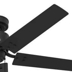 Windbound 52 in. Indoor/Outdoor Matte Black Ceiling Fan by Hunter -Hunter Sales matte black hunter ceiling fans without lights 51459 4f 1000
