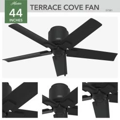 Terrace Cove 44 in. Indoor/Outdoor Matte Black Ceiling Fan by Hunter -Hunter Sales matte black hunter ceiling fans without lights 51581 1d 1000