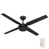 Chronicle 54 in. Indoor/Outdoor Matte Black Ceiling Fan with wall control by Hunter -Hunter Sales matte black hunter ceiling fans without lights 59235 64 1000