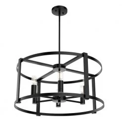Astwood 6 Light Matte Black Drum Chandelier Dining Room Light by Hunter