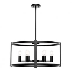 Astwood 6 Light Matte Black Drum Chandelier Dining Room Light by Hunter -Hunter Sales matte black hunter chandeliers 19001 66 1000