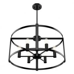 Astwood 6 Light Matte Black Drum Chandelier Dining Room Light by Hunter -Hunter Sales matte black hunter chandeliers 19001 77 1000