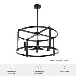 Astwood 6 Light Matte Black Drum Chandelier Dining Room Light by Hunter -Hunter Sales matte black hunter chandeliers 19001 a0 1000
