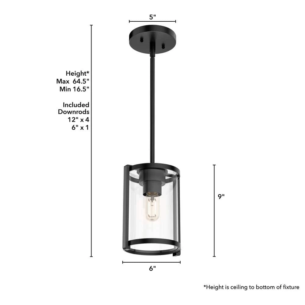 Astwood 1 Light Matte Black Cylinder Pendant Kitchen Light by Hunter 6 Astwood 1 Light Matte Black Cylinder Pendant Kitchen Light by Hunter - Image 5