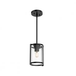 Astwood 1 Light Matte Black Cylinder Pendant Kitchen Light by Hunter