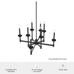 Briargrove 8 Lights Matte Black Chandelier Kitchen Light by Hunter -Hunter Sales matte black hunter chandeliers 19054 1f 1000