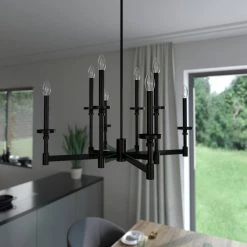 Briargrove 8 Lights Matte Black Chandelier Kitchen Light by Hunter -Hunter Sales matte black hunter chandeliers 19054 fa 1000