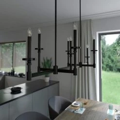 Briargrove 7 Lights Matte Black Linear Chandelier Kitchen Light by Hunter -Hunter Sales matte black hunter chandeliers 19056 4f 1000