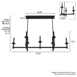 Briargrove 7 Lights Matte Black Linear Chandelier Kitchen Light by Hunter -Hunter Sales matte black hunter chandeliers 19056 76 1000