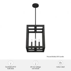 Squire Manor 4 Light Matte Black Lantern Pendant Kitchen Light by Hunter -Hunter Sales matte black hunter chandeliers 19084 a0 1000