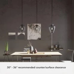 Vidria 1 Light Matte Black Pendant with Smoked Glass Shade Kitchen Light by Hunter -Hunter Sales matte black hunter chandeliers 19111 4f 1000