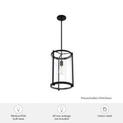 Astwood 1 Light Matte Black Island Pendant Light with Clear Glass Shade Dining Room Light by Hunter -Hunter Sales matte black hunter chandeliers 19123 1d 1000