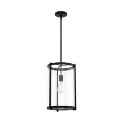 Astwood 1 Light Matte Black Island Pendant Light with Clear Glass Shade Dining Room Light by Hunter