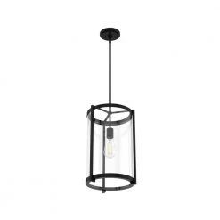 Astwood 1 Light Matte Black Island Pendant Light with Clear Glass Shade Dining Room Light by Hunter -Hunter Sales matte black hunter chandeliers 19123 c3 1000