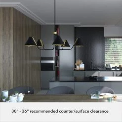 Grove Isle 5 Lights Matte Black Chandelier with Metal Shades Dining Room Light by Hunter -Hunter Sales matte black hunter chandeliers 19195 c3 1000