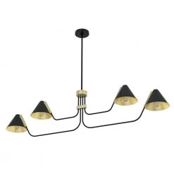 Grove Isle 4 Lights Matte Black Chandelier with Metal Shades Dining Room Light by Hunter -Hunter Sales matte black hunter chandeliers 19206 1f 1000