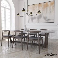 Grove Isle 4 Lights Matte Black Chandelier with Metal Shades Dining Room Light by Hunter -Hunter Sales matte black hunter chandeliers 19206 40 1000