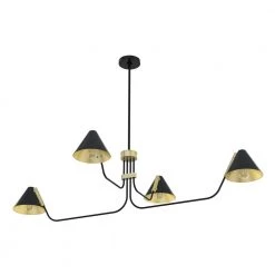 Grove Isle 4 Lights Matte Black Chandelier with Metal Shades Dining Room Light by Hunter -Hunter Sales matte black hunter chandeliers 19206 4f 1000