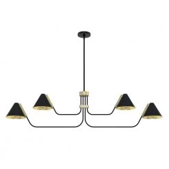 Grove Isle 4 Lights Matte Black Chandelier with Metal Shades Dining Room Light by Hunter