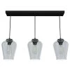 Vidria 3 Light Matte Black Linear Chandelier with Smoked Glass Shades Kitchen Light by Hunter