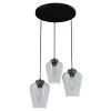 Vidria 3 Light Matte Black Chandelier with Clear Glass Shades Kitchen Light by Hunter -Hunter Sales matte black hunter chandeliers 19728 64 1000