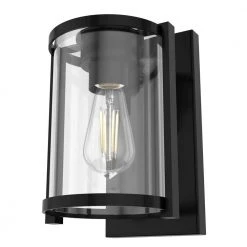 Astwood 7.5 in. Matte Black Sconce with Clear Glass Shade Bathroom Light by Hunter