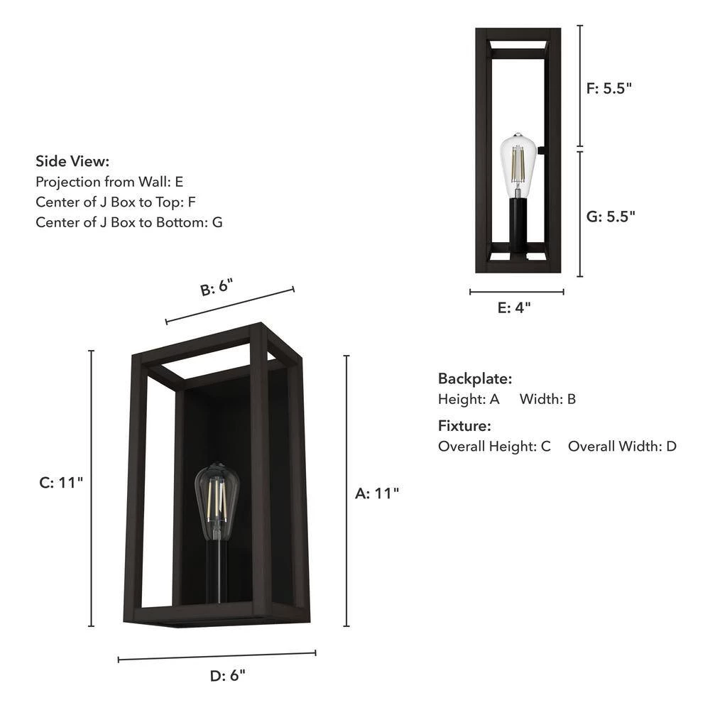 Squire Manor 1-Light Matte Black Wall Sconce with Dark Ash Frame by Hunter 7 Squire Manor 1-Light Matte Black Wall Sconce with Dark Ash Frame by Hunter - Image 5
