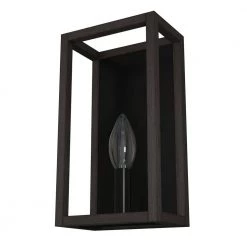 Squire Manor 1-Light Matte Black Wall Sconce with Dark Ash Frame by Hunter