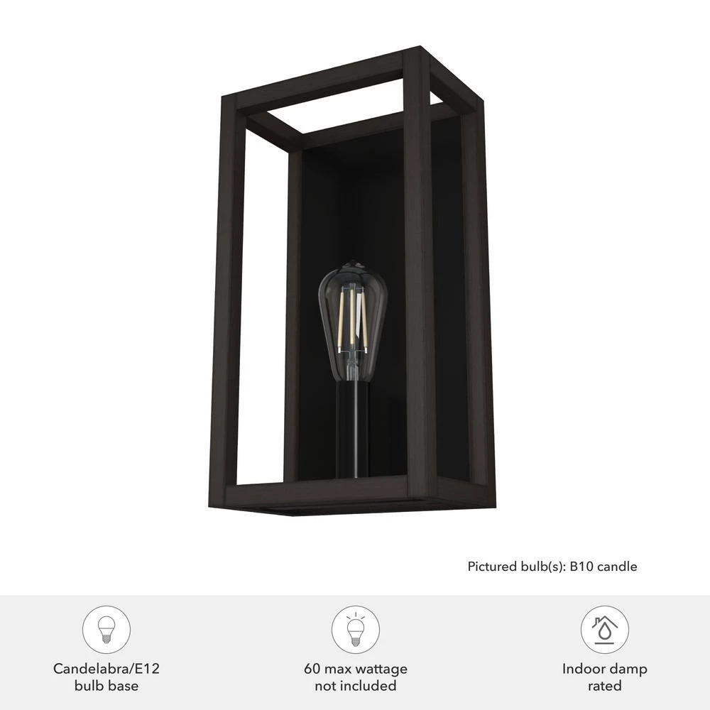 Squire Manor 1-Light Matte Black Wall Sconce with Dark Ash Frame by Hunter 8 Squire Manor 1-Light Matte Black Wall Sconce with Dark Ash Frame by Hunter - Image 6