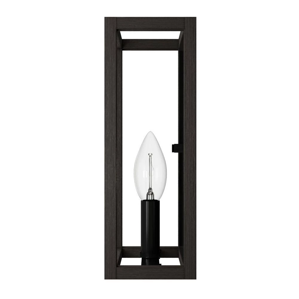 Squire Manor 1-Light Matte Black Wall Sconce with Dark Ash Frame by Hunter 9 Squire Manor 1-Light Matte Black Wall Sconce with Dark Ash Frame by Hunter - Image 7