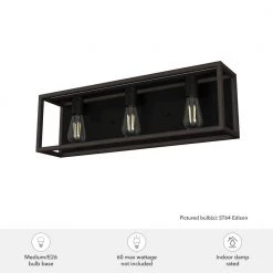 Squire Manor 25 in. 3-Light Matte Black Vanity Light with Dark Ash Frame by Hunter -Hunter Sales matte black hunter vanity lighting 19673 66 1000