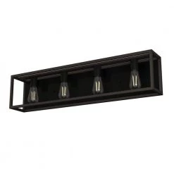 Squire Manor 33 in. 4-Light Matte Black Vanity Light with Dark Ash Frame by Hunter