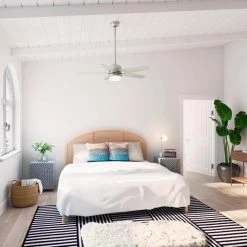 Cavera II 52 in. Indoor Matte Nickel Wifi-Enabled Smart Ceiling Fan with Light Kit & Remote by Hunter -Hunter Sales matte nickel hunter ceiling fans with lights 50478 a0 1000