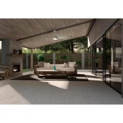 Overton 60 in. LED Indoor/Outdoor Matte Nickel Ceiling Fan with Light Kit and Wall Control by Hunter -Hunter Sales matte nickel hunter ceiling fans with lights 50719 1f 1000