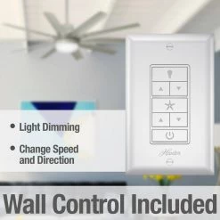 Overton 60 in. LED Indoor/Outdoor Matte Nickel Ceiling Fan with Light Kit and Wall Control by Hunter -Hunter Sales matte nickel hunter ceiling fans with lights 50719 40 1000