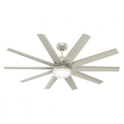 Overton 60 in. LED Indoor/Outdoor Matte Nickel Ceiling Fan with Light Kit and Wall Control by Hunter