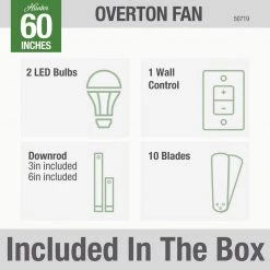 Overton 60 in. LED Indoor/Outdoor Matte Nickel Ceiling Fan with Light Kit and Wall Control by Hunter -Hunter Sales matte nickel hunter ceiling fans with lights 50719 76 1000
