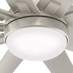 Overton 60 in. LED Indoor/Outdoor Matte Nickel Ceiling Fan with Light Kit and Wall Control by Hunter -Hunter Sales matte nickel hunter ceiling fans with lights 50719 d4 1000